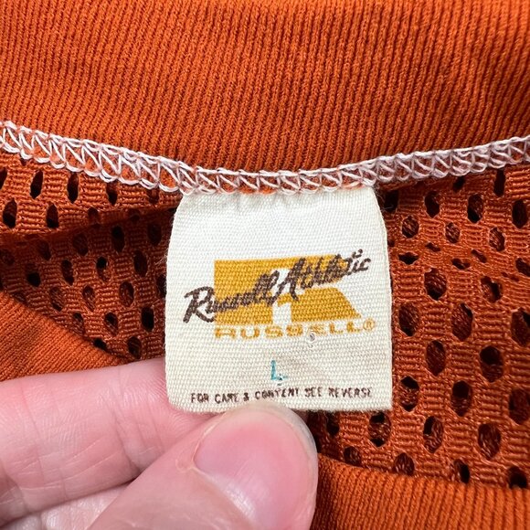 Vintage 1970s Football Jersey Mesh Semi Sheer Oversized Boyfriend T-Shirt Sporty - Picture 5 of 9